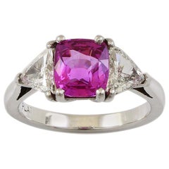 Platinum 2.35 Carat Radiant Pink Sapphire Vintage Engagement Ring