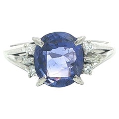 Platinum 2.39ctw GIA No Heat Color Change Blue to Purple Sapphire & Diamond Ring