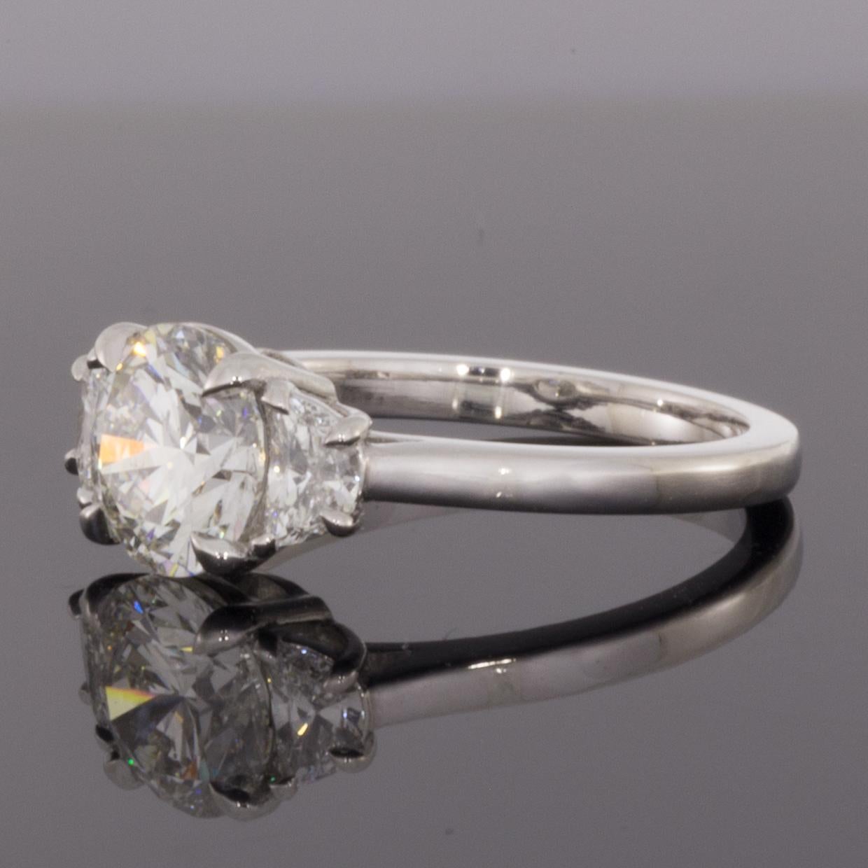 Round Cut Platinum 2.46ctw GIA Certified XXX Round Diamond 3-Stone Engagement Ring For Sale