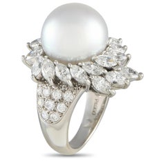 Platinum 2.47ct Diamond and Pearl Ring