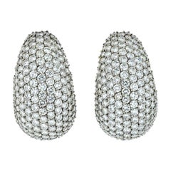 Platinum 25 Carat Pave Cluster Shrimp Earrings