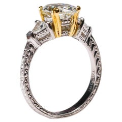Anello solitario di platino con diamante da 2,5 TCW Anello di fidanzamento disegnato da Tacori