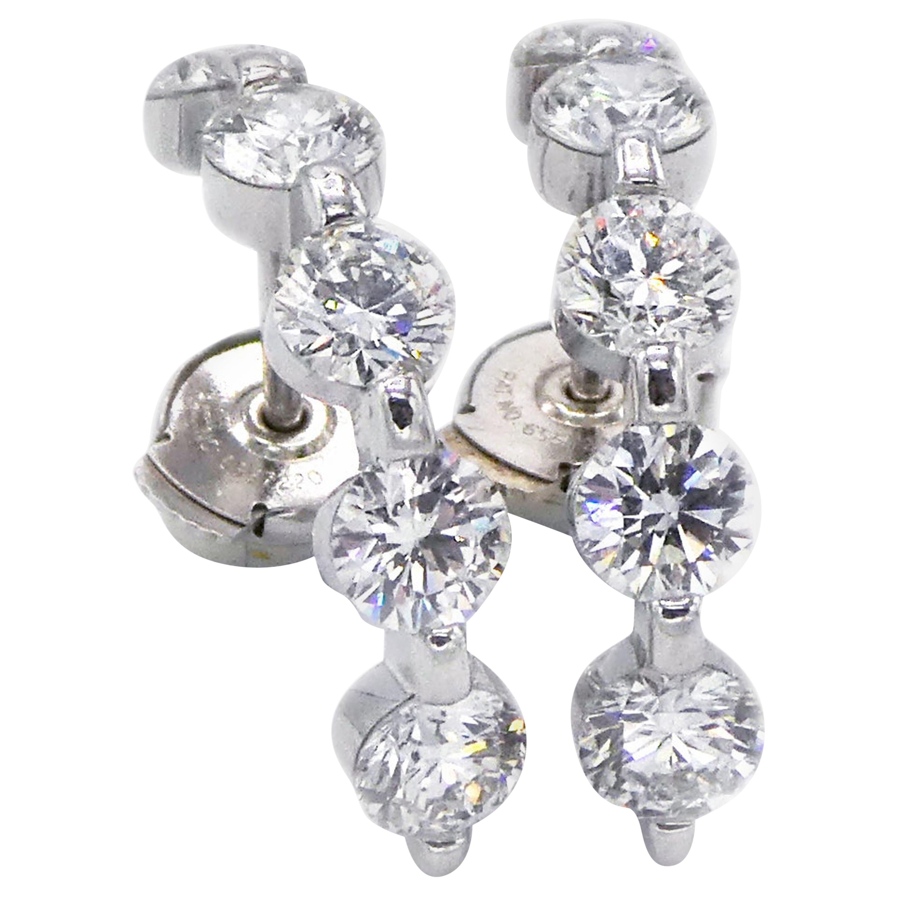 Platinum 2.50 Carat Diamond Hoop Earrings