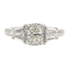 Platinum 2.50 GIA Cushion Cut Two-Side Daimonds Engagement Ring