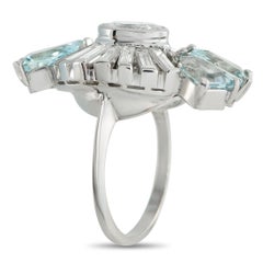 Platinum 2.50ct Diamond and Aquamarine Ring MF09-031726