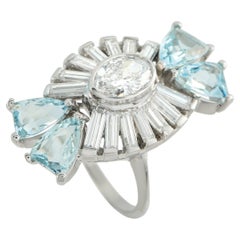 Platinum 2.50ct Diamond and Aquamarine Ring MF09-031726