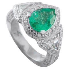 Platinum 2.50ct Diamond and Emerald Ring MF22-013026