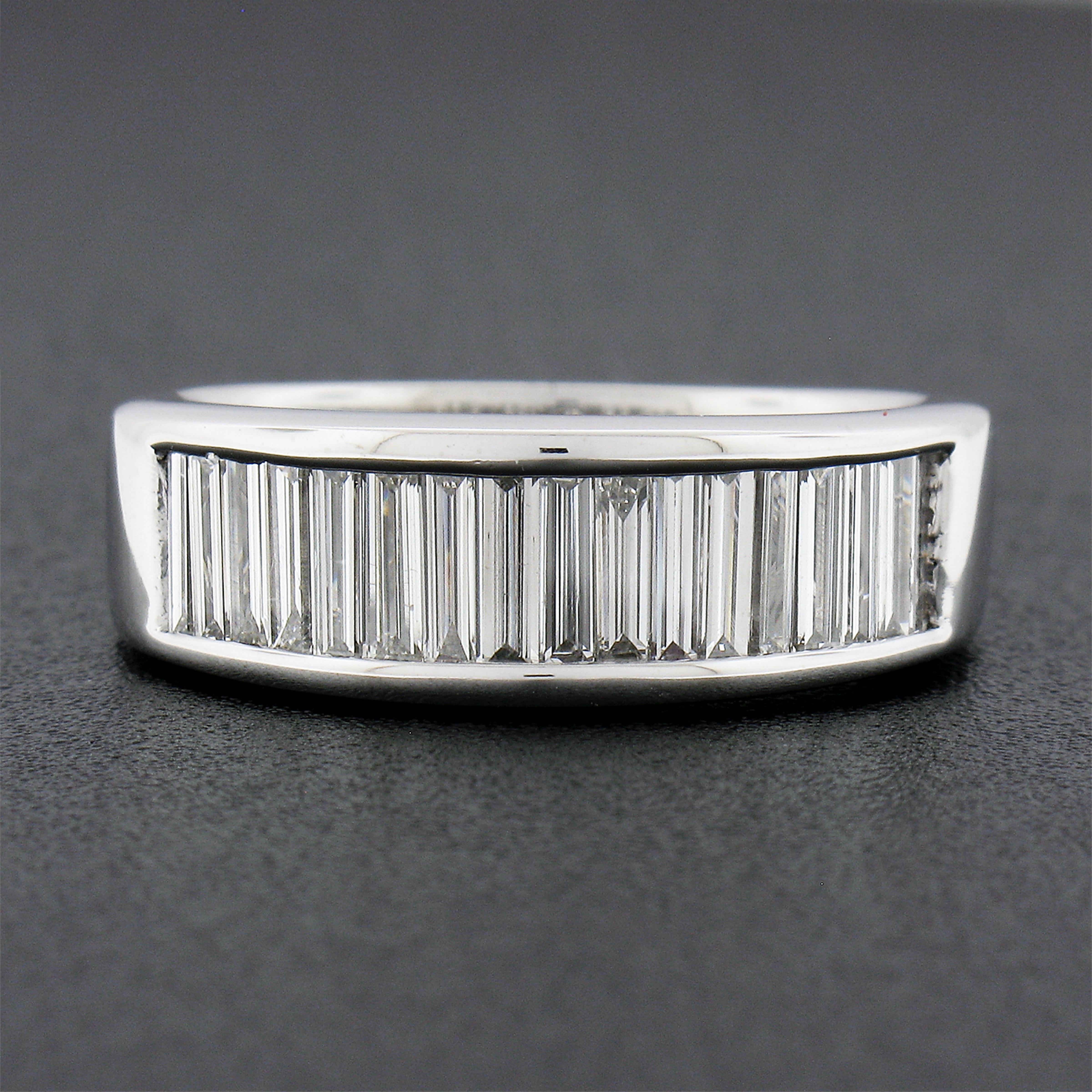 Platin 2,50ctw Kanal lange gerade Baguette Diamant breite stapelbar Band Ring (Baguetteschliff)