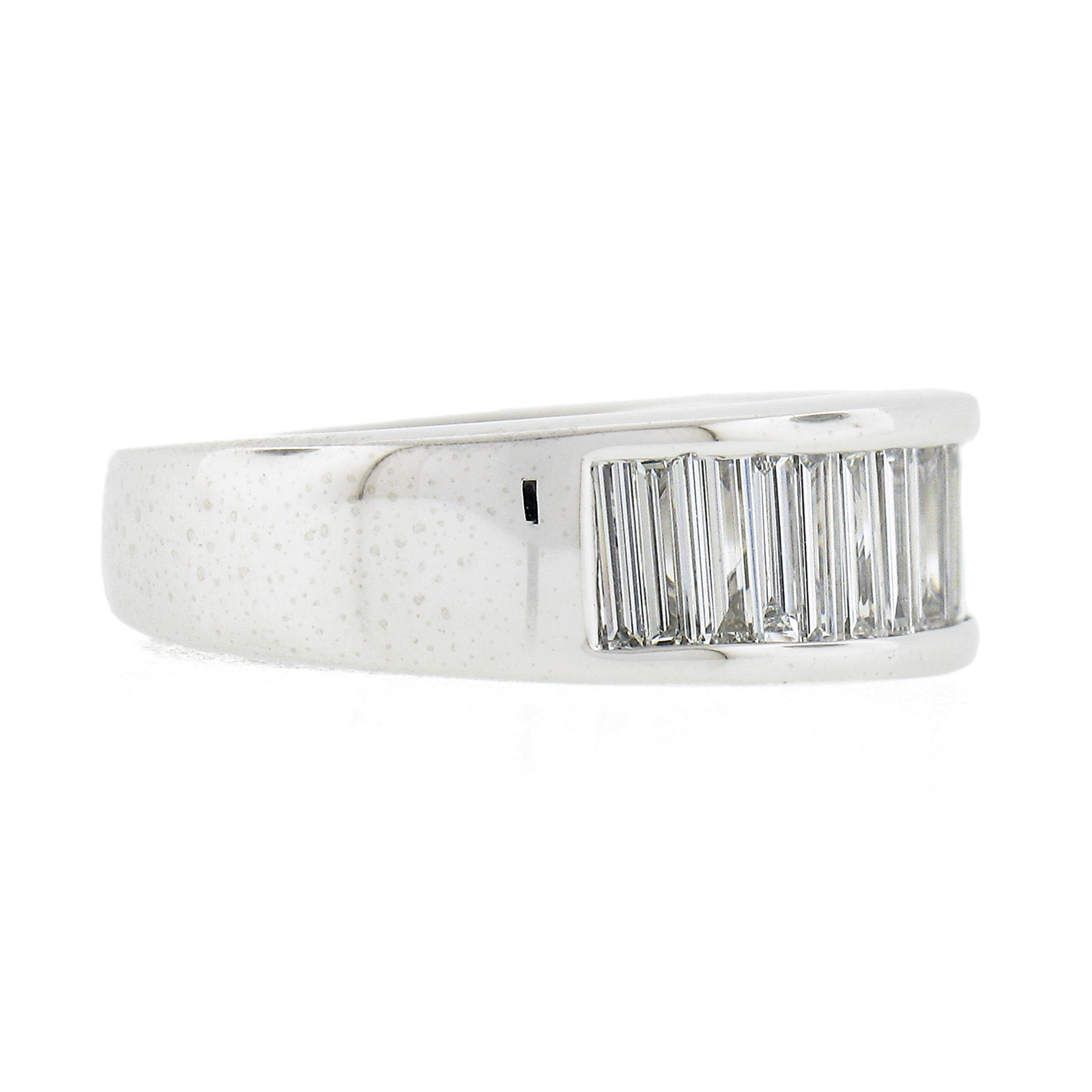 Platin 2,50ctw Kanal lange gerade Baguette Diamant breite stapelbar Band Ring für Damen oder Herren