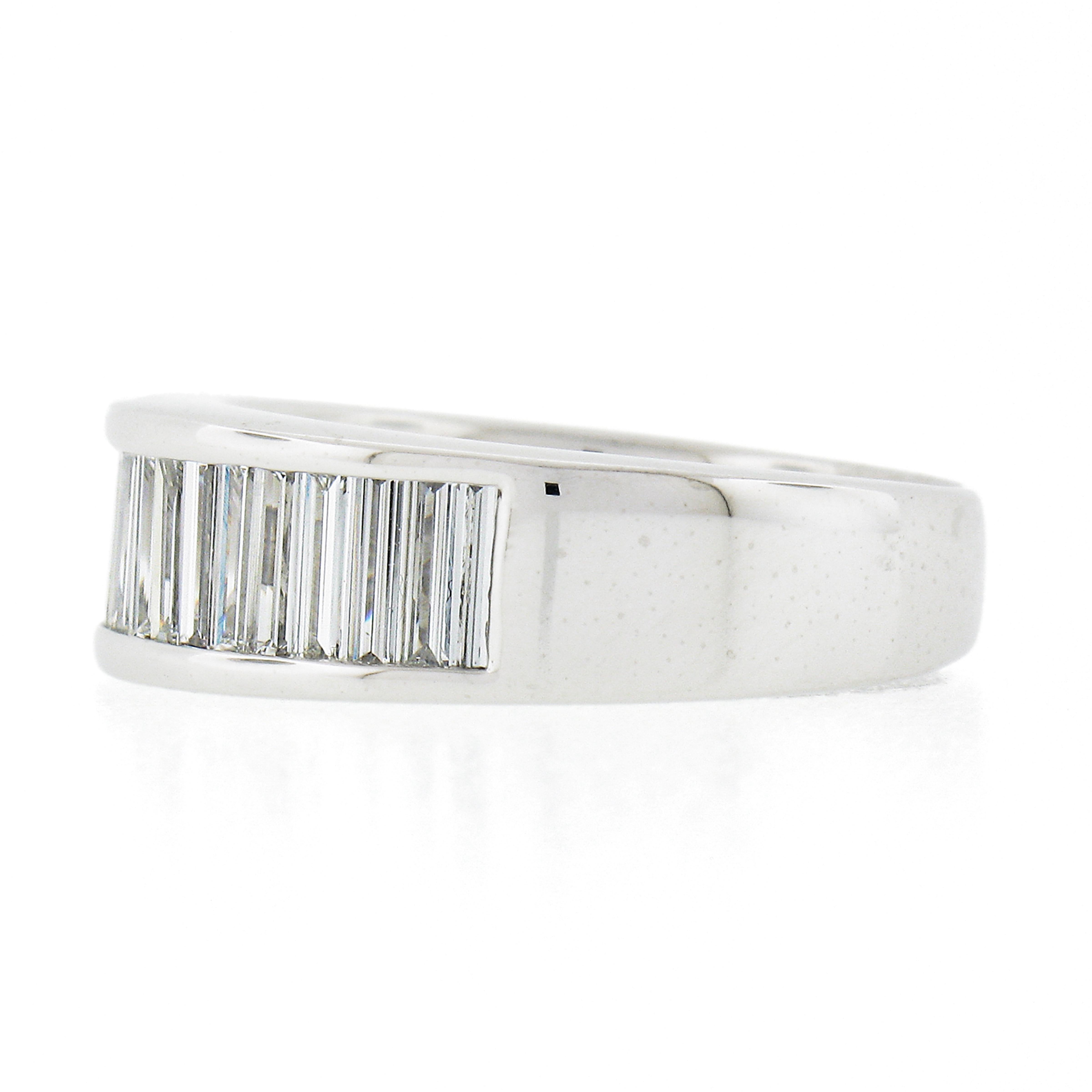 Platin 2,50ctw Kanal lange gerade Baguette Diamant breite stapelbar Band Ring 1