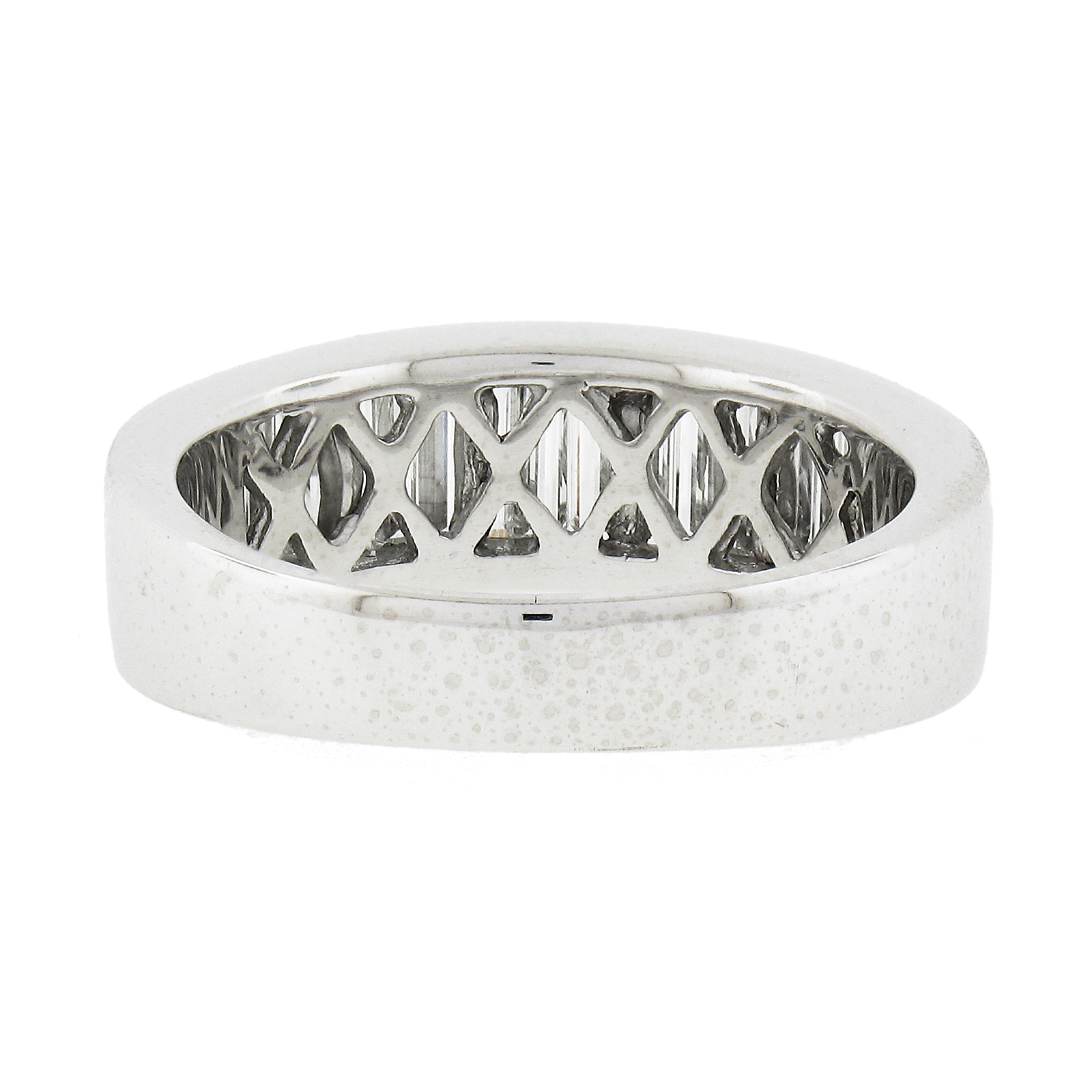Platin 2,50ctw Kanal lange gerade Baguette Diamant breite stapelbar Band Ring 2