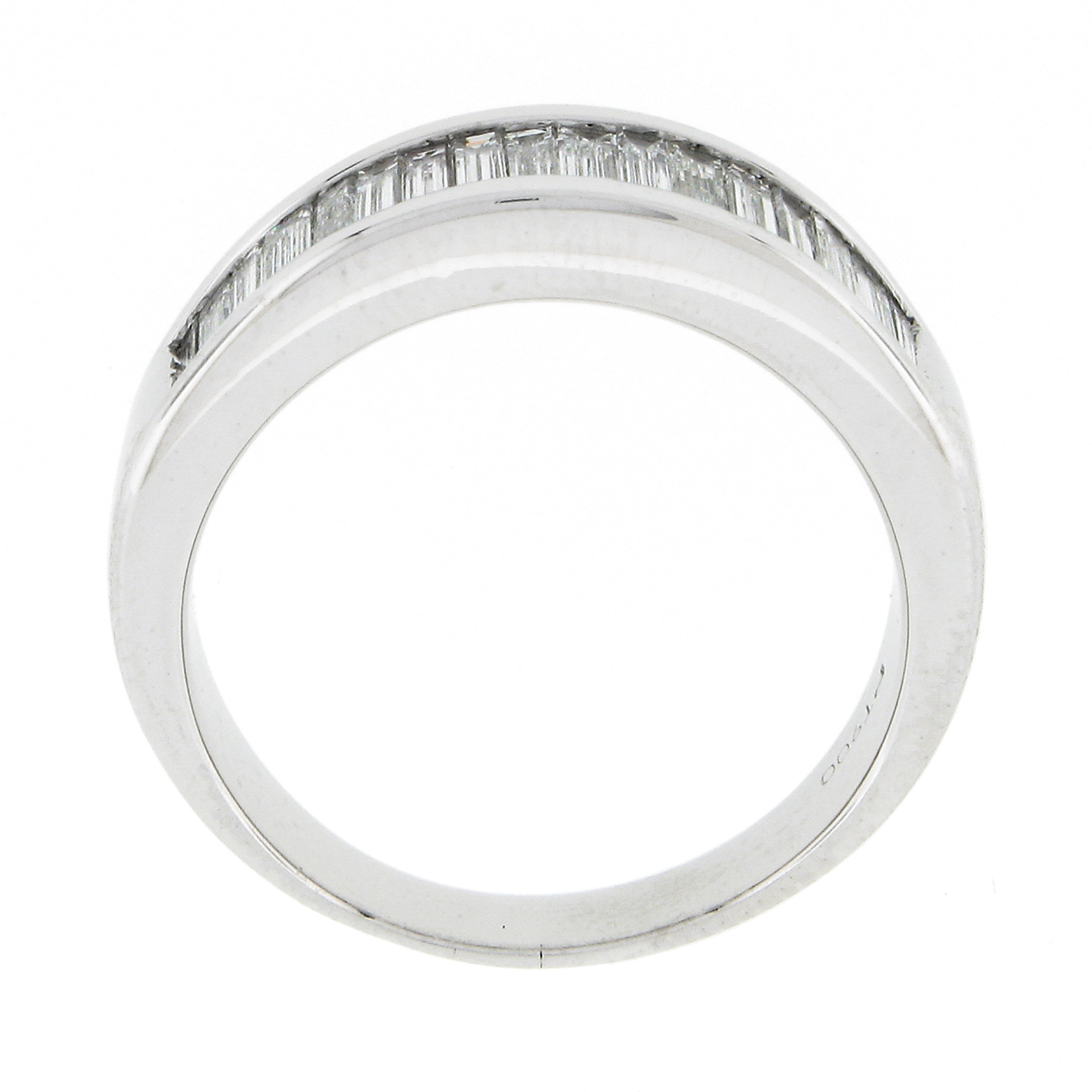 Platin 2,50ctw Kanal lange gerade Baguette Diamant breite stapelbar Band Ring 3