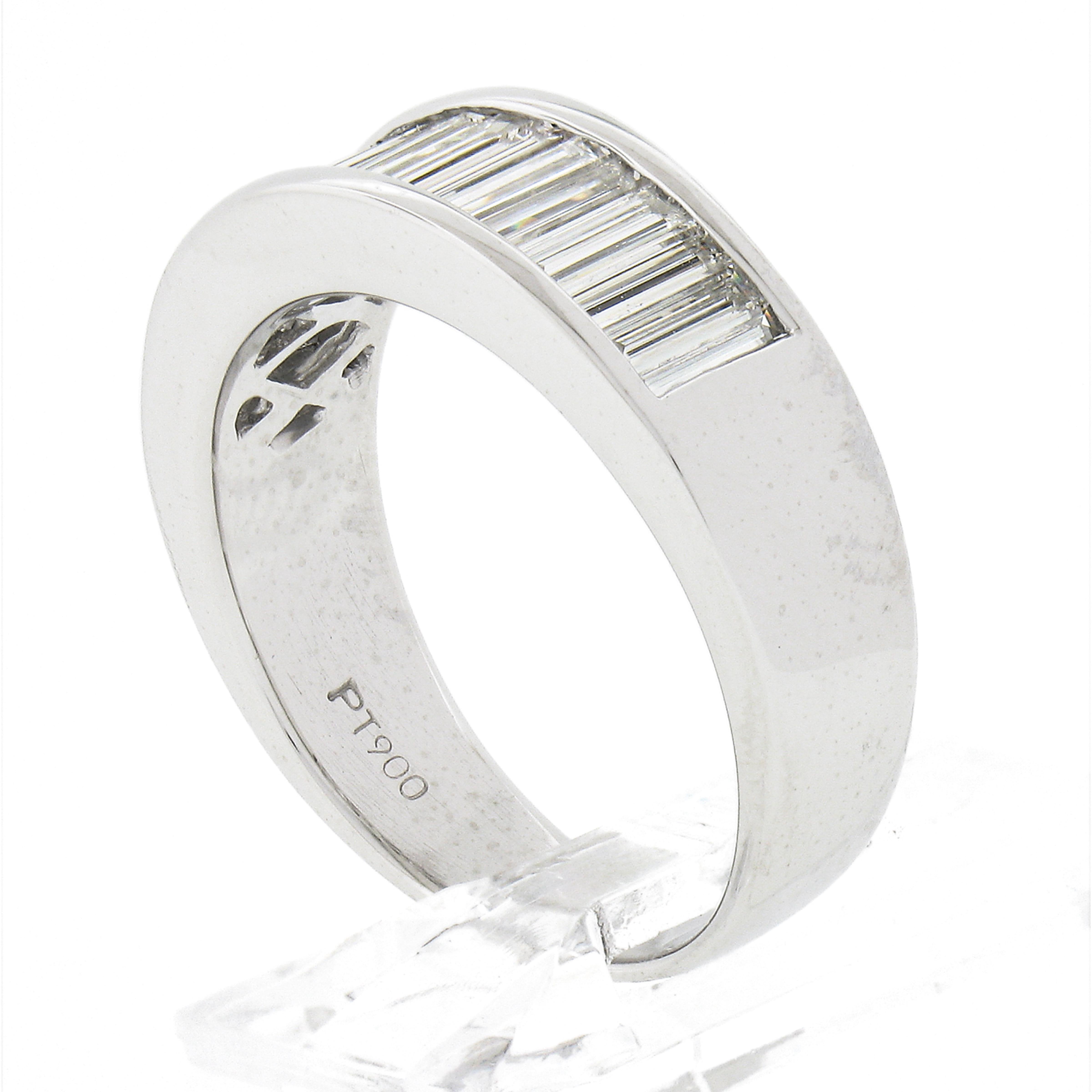 Platin 2,50ctw Kanal lange gerade Baguette Diamant breite stapelbar Band Ring 4