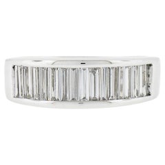 Platin 2,50ctw Kanal lange gerade Baguette Diamant breite stapelbar Band Ring