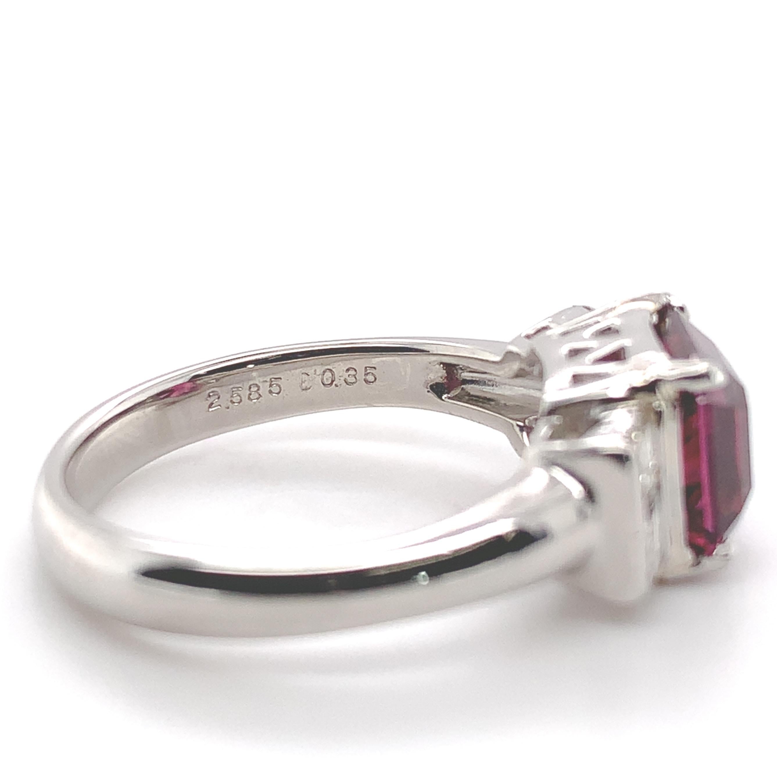Platinum 2.55 carat Garnet and Diamond Ring size 5.75 For Sale 5