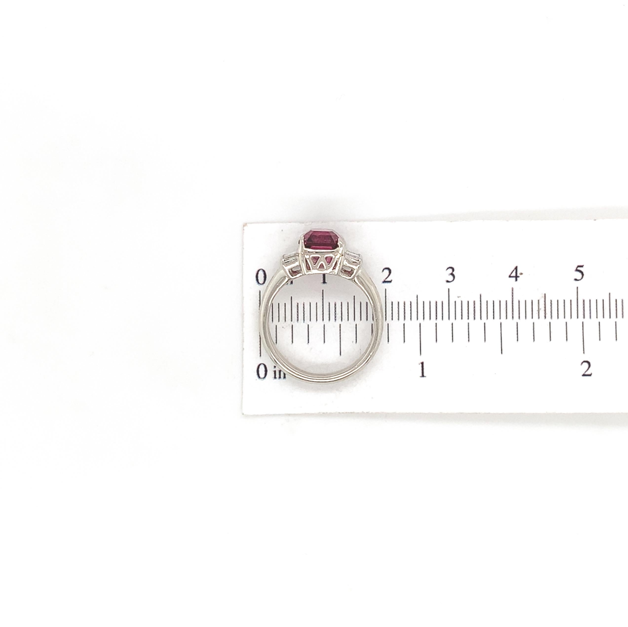Platinum 2.55 carat Garnet and Diamond Ring size 5.75 For Sale 6
