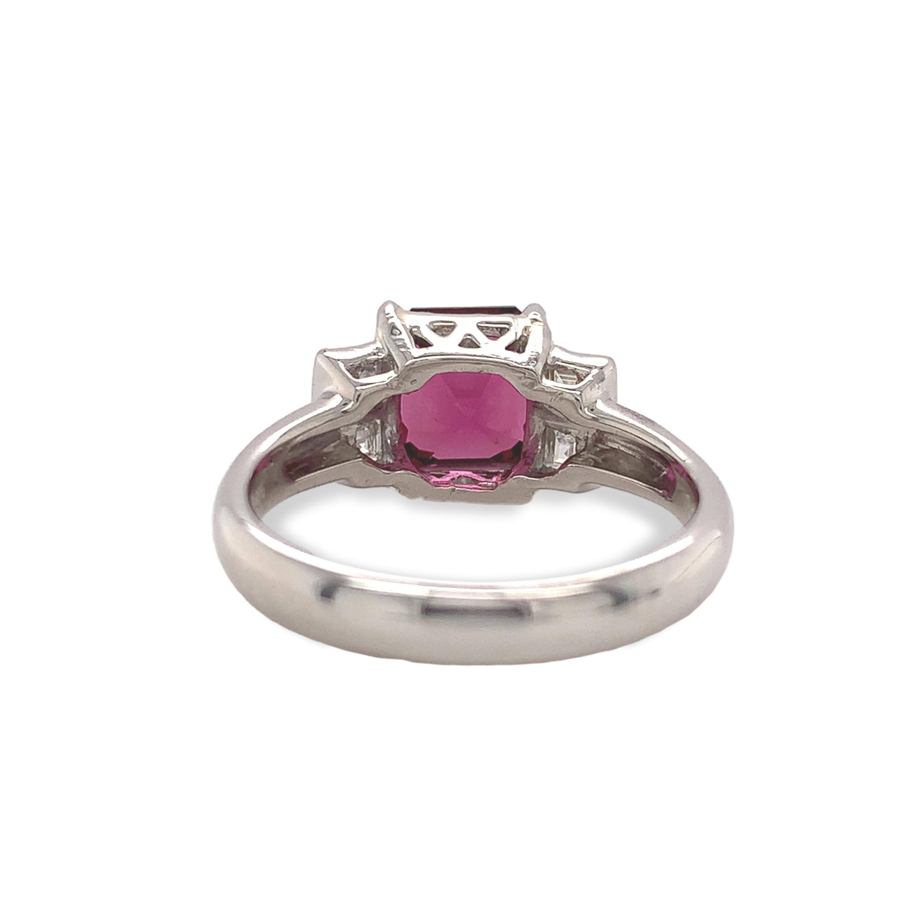 Women's Platinum 2.55 carat Garnet and Diamond Ring size 5.75 For Sale