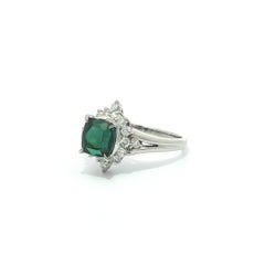 Platinum 2.57ctw Cushion Blueish Green Indicolite Tourmaline Diamond Ring