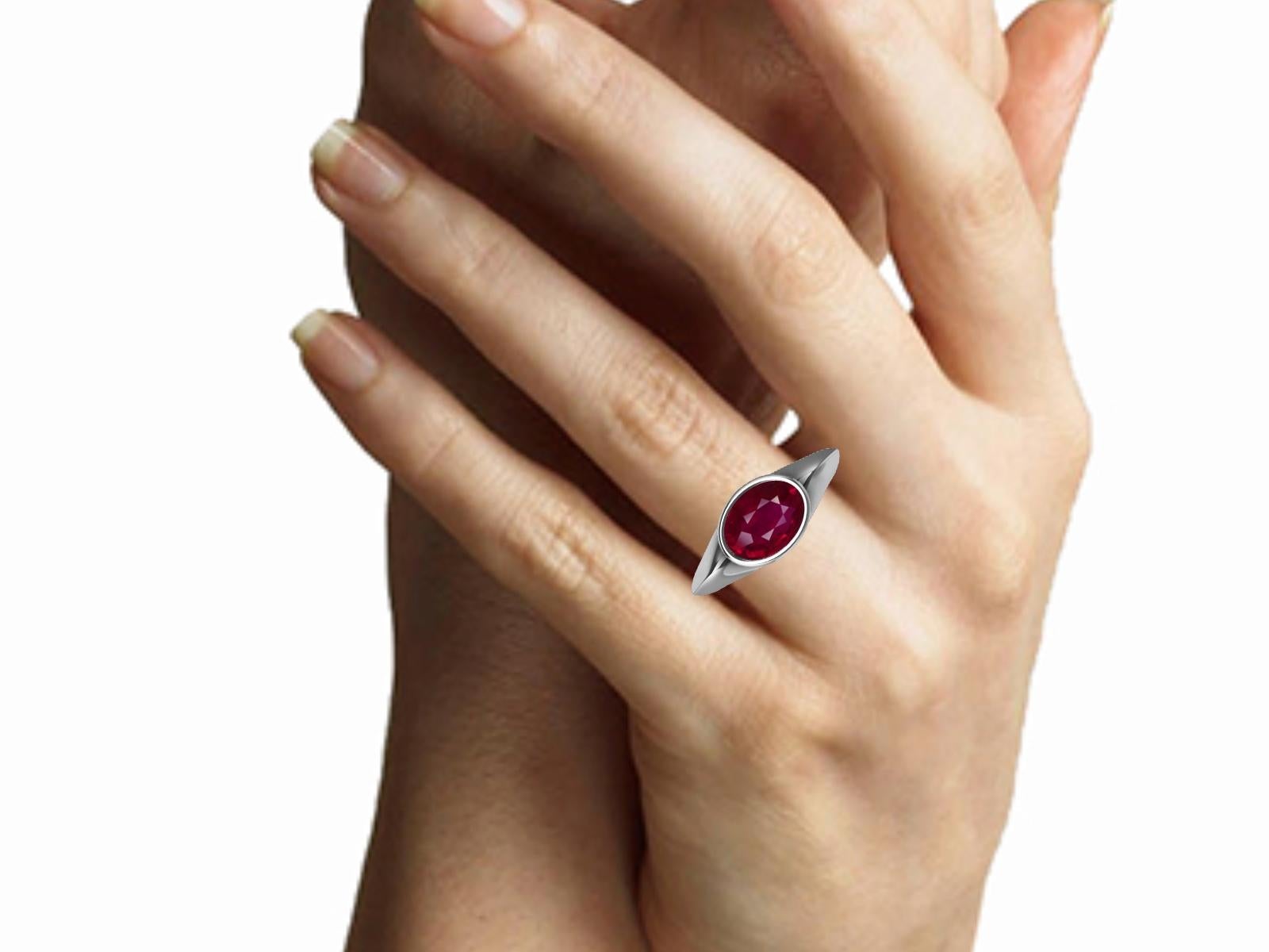 For Sale:  Platinum  2.58 Carats Pigeon Blood Ruby Sculpture Ring 7