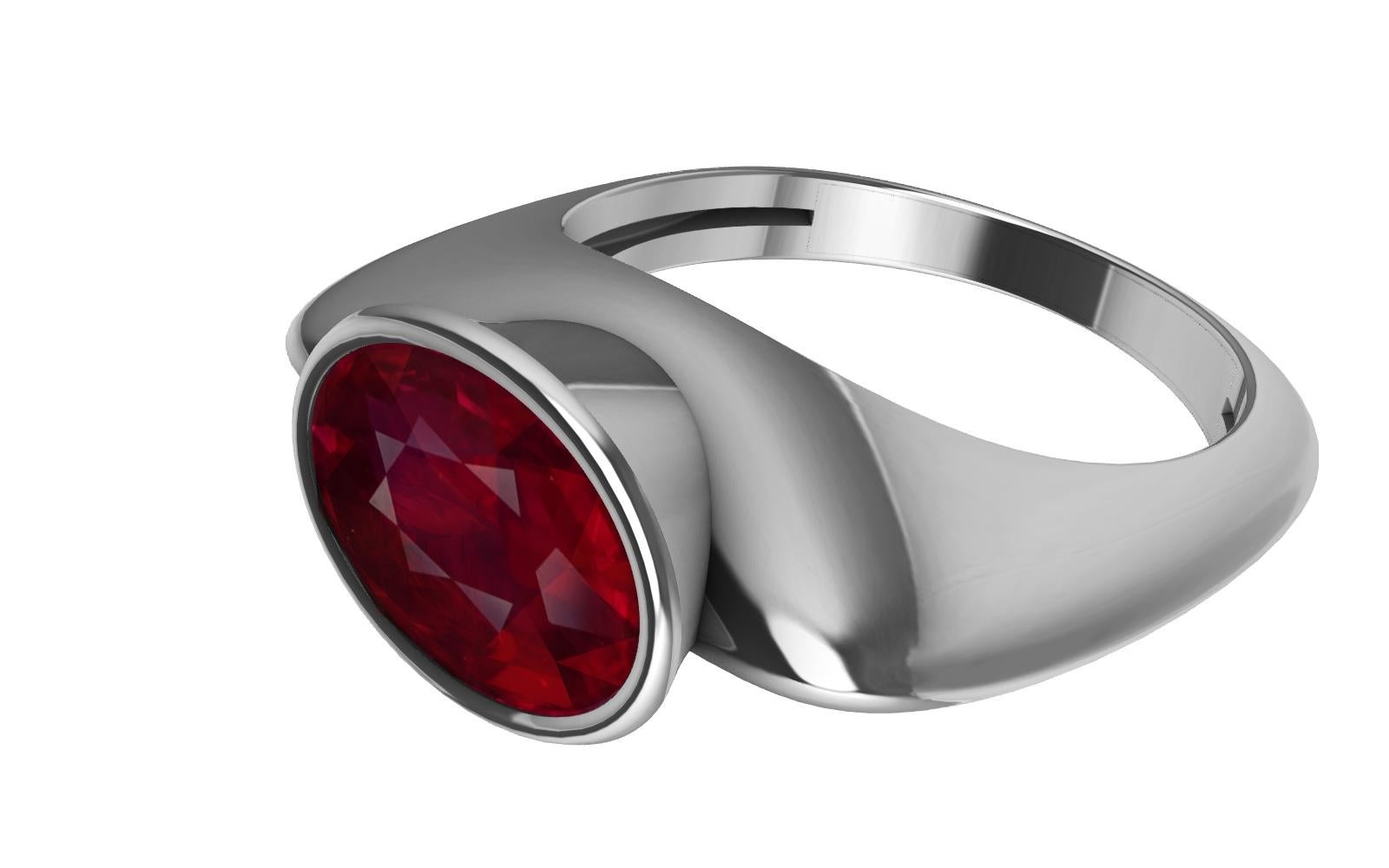 For Sale:  Platinum  2.58 Carats Pigeon Blood Ruby Sculpture Ring 9