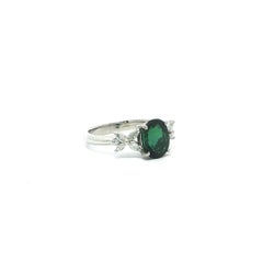 Platinum 2.61ctw Bluish Green Tourmaline Marquise Diamond Butterfly Sides Ring