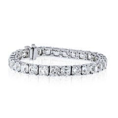Platinum 26.55cttw Old Mine Cut Diamond GIA Tennis Bracelet