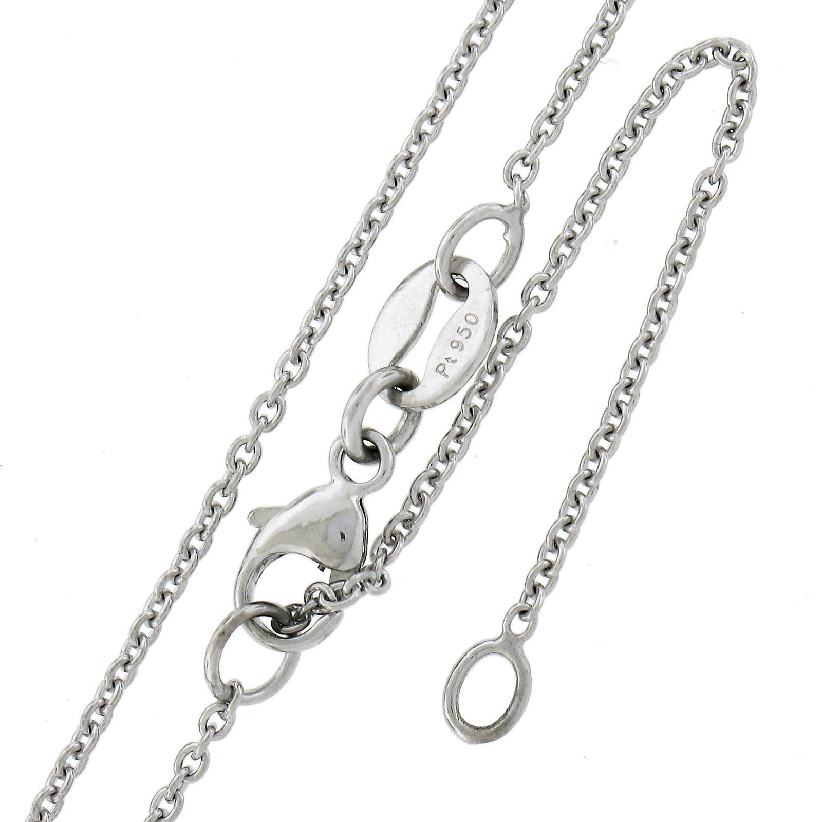 Platinum 2.6ct Cushion Aquamarine & Diamonds Pendant & Adjustable Cable Chain For Sale 2