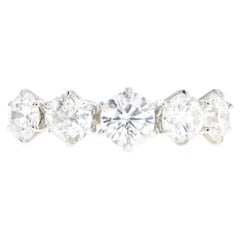 Platinum 2.70 Carat Total Weight Old European Cut Diamond Five Stone Band