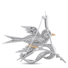 Broche oiseau en platine avec 2,70ct de diamant MF23-012826