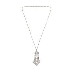 Platinum 2.75 carat Diamond Art Deco Pendant Pin Necklace with 14K chain