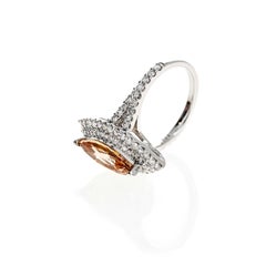 Platinum 2.75 Carat No Heat Padparascha Sapphire Diamond Halo Ring