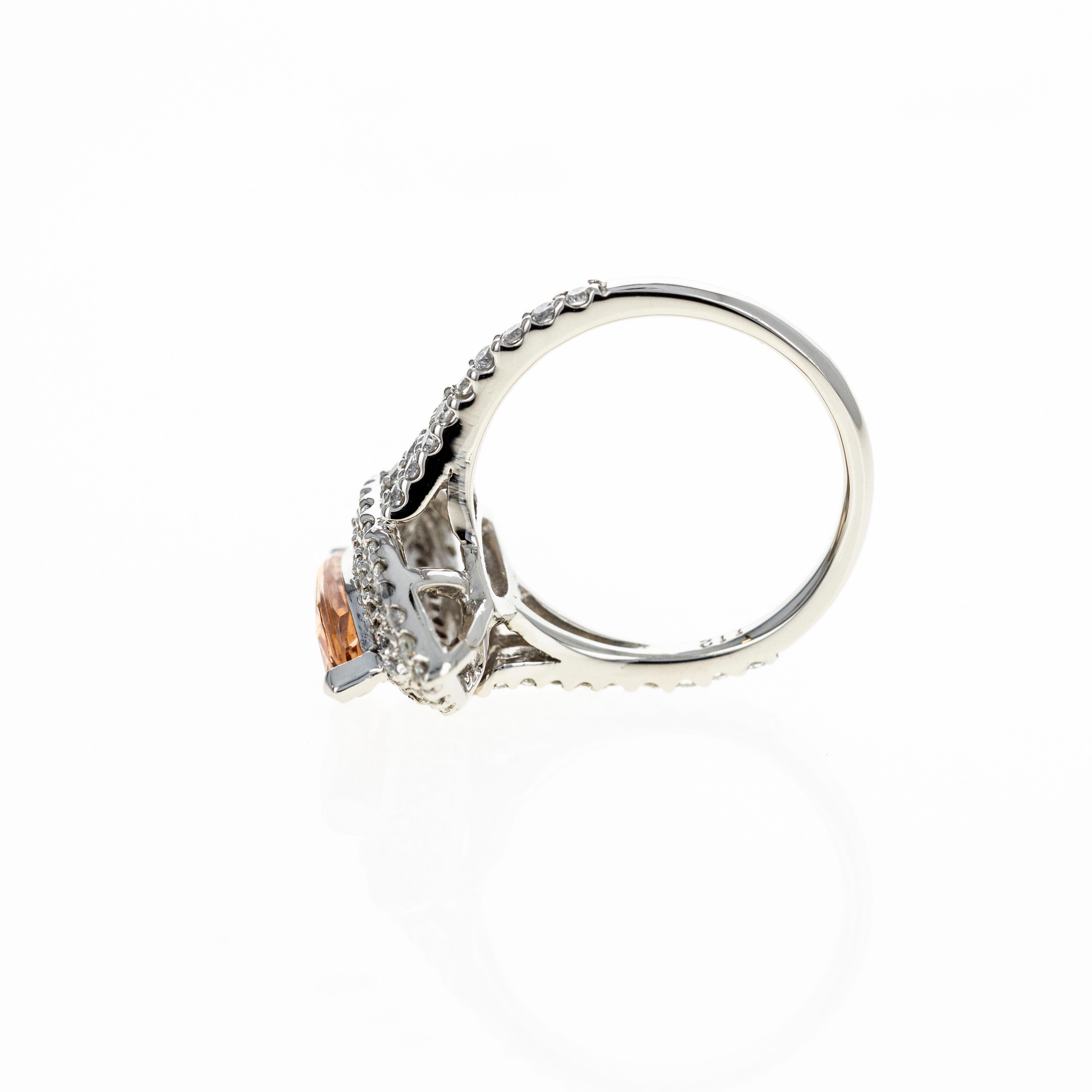 Platin 2,75 Karat unbehandelter Padparascha Saphir Diamant Halo-Ring (Marquiseschliff) im Angebot