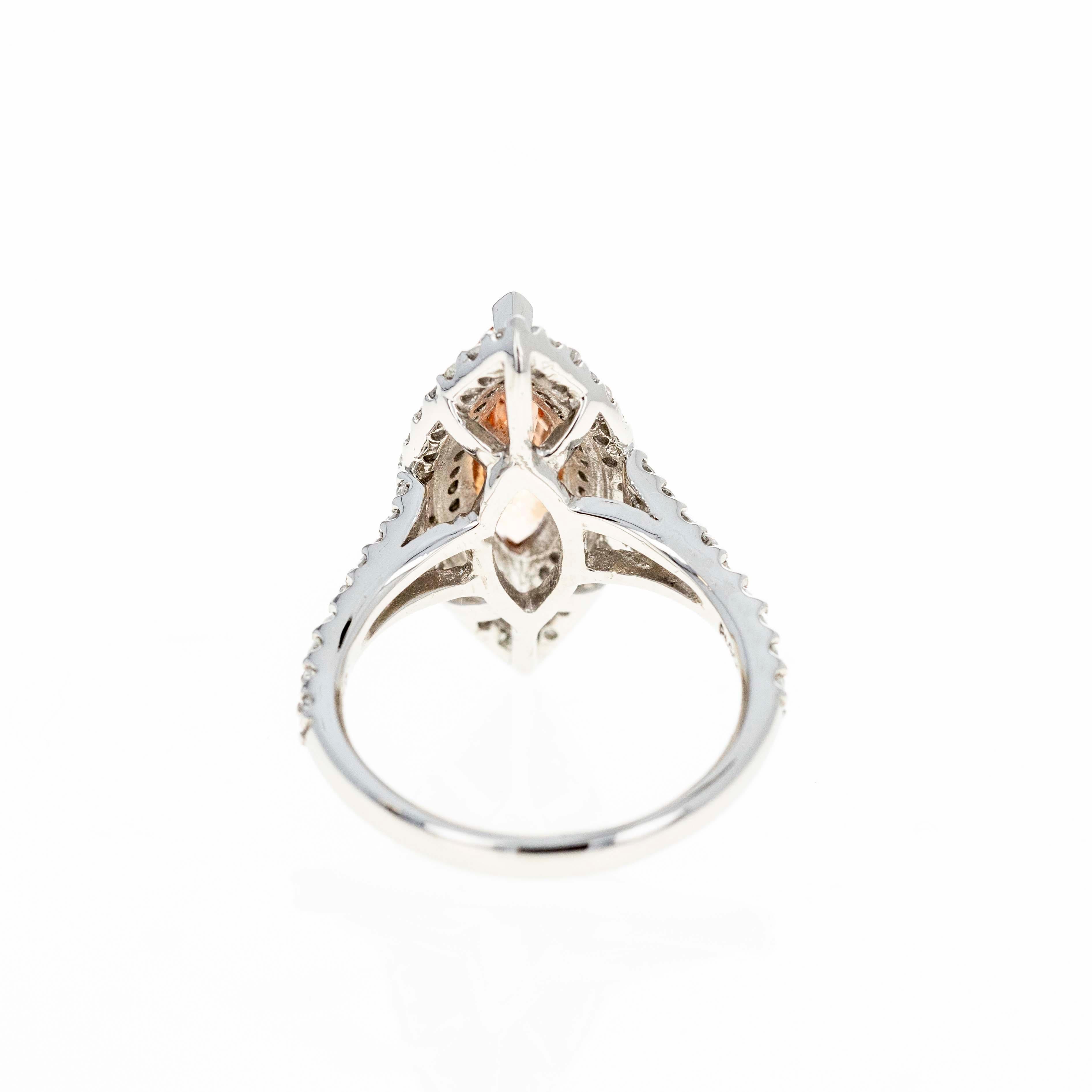 Platin 2,75 Karat unbehandelter Padparascha Saphir Diamant Halo-Ring im Zustand „Neu“ im Angebot in Cape May, NJ