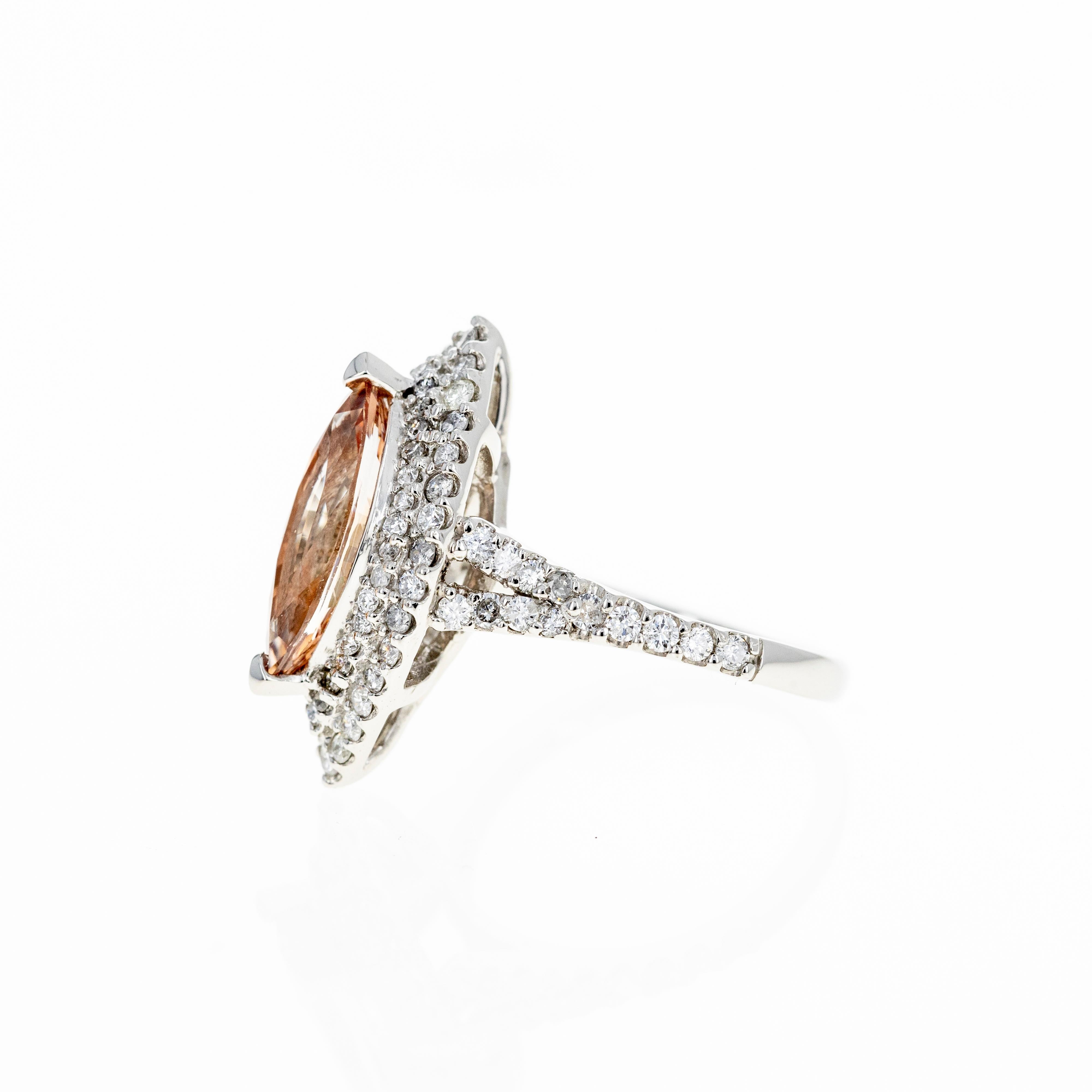 Platin 2,75 Karat unbehandelter Padparascha Saphir Diamant Halo-Ring Damen im Angebot