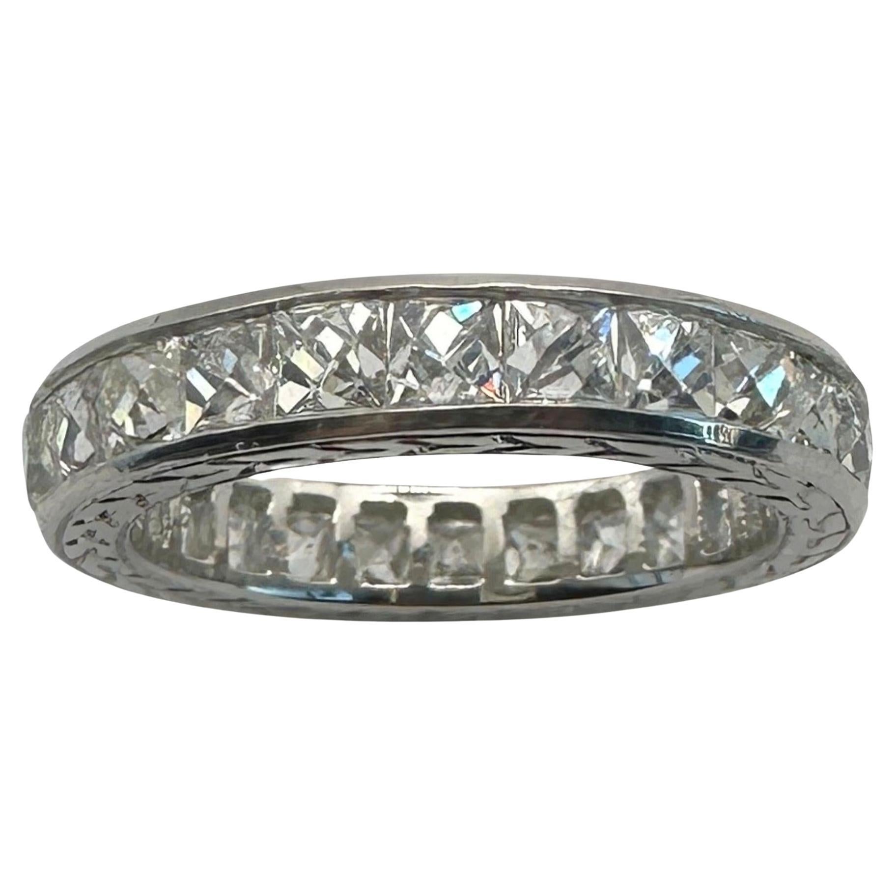 Platinum 2.75 Carat Repurposed French Cut Diamond Eternity Band - Size 5