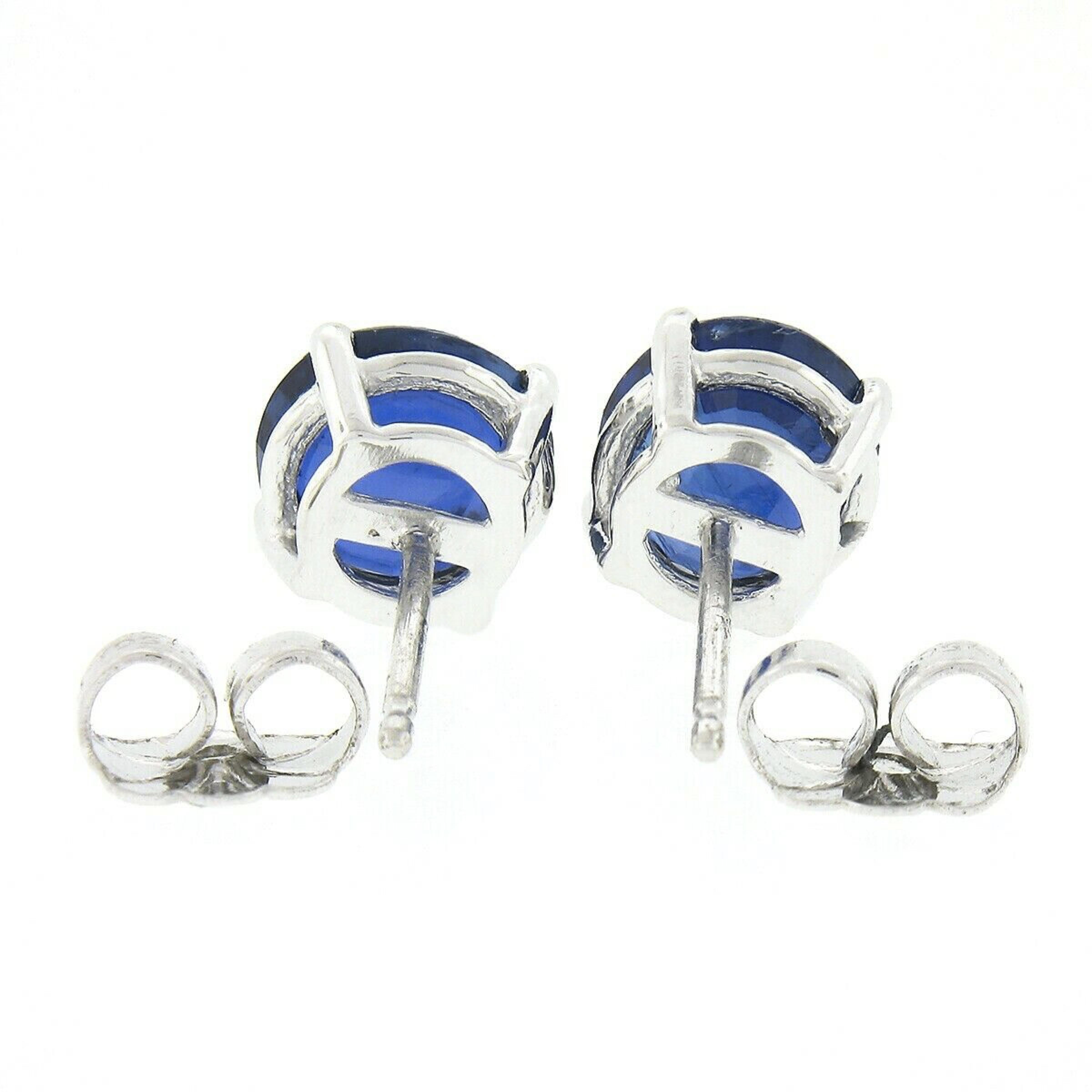 Oval Cut Platinum 2.75ct GIA Burma No Heat Royal Blue Oval Sapphire Prong Stud Earrings For Sale