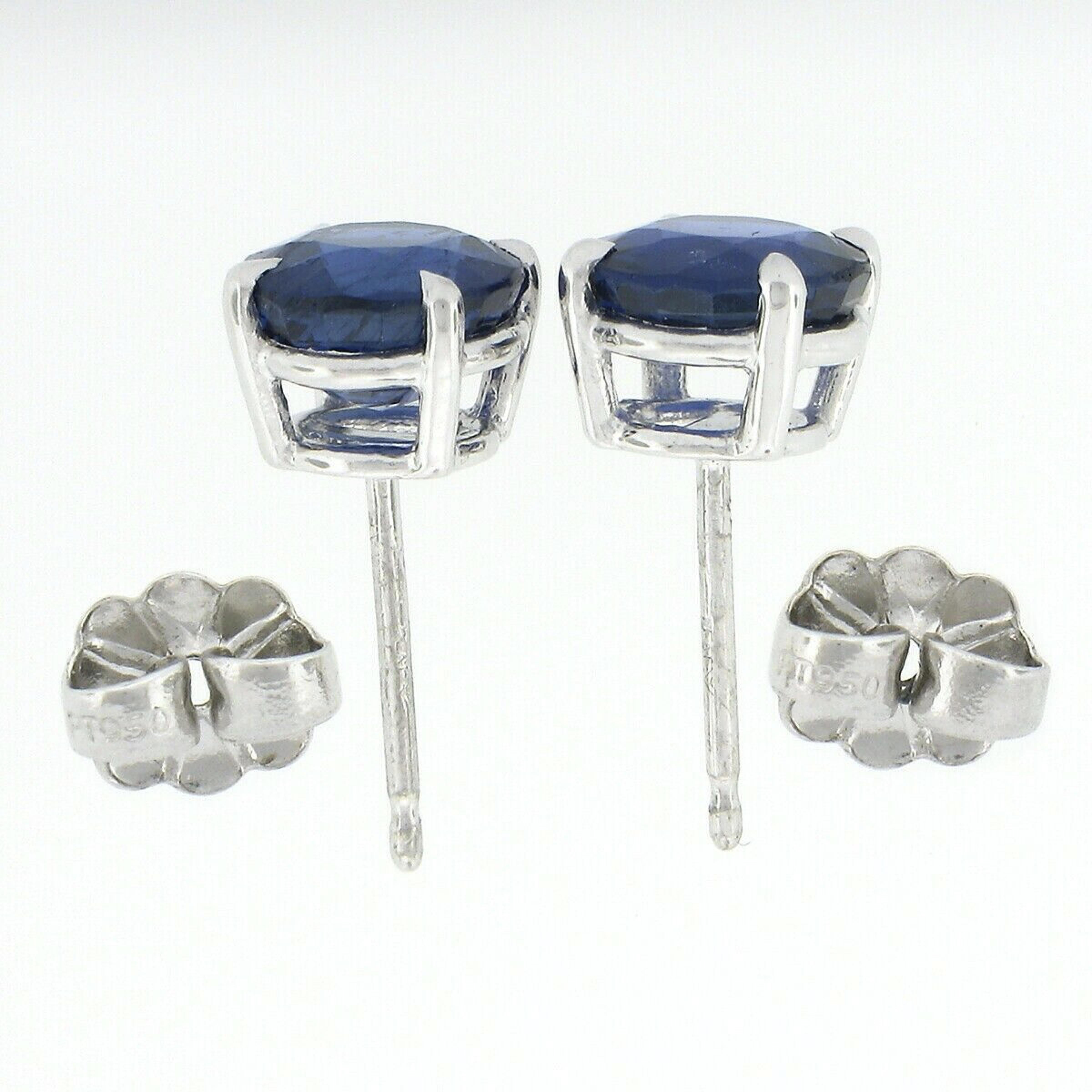 Platinum 2.75ct GIA Burma No Heat Royal Blue Oval Sapphire Prong Stud Earrings In New Condition For Sale In Montclair, NJ