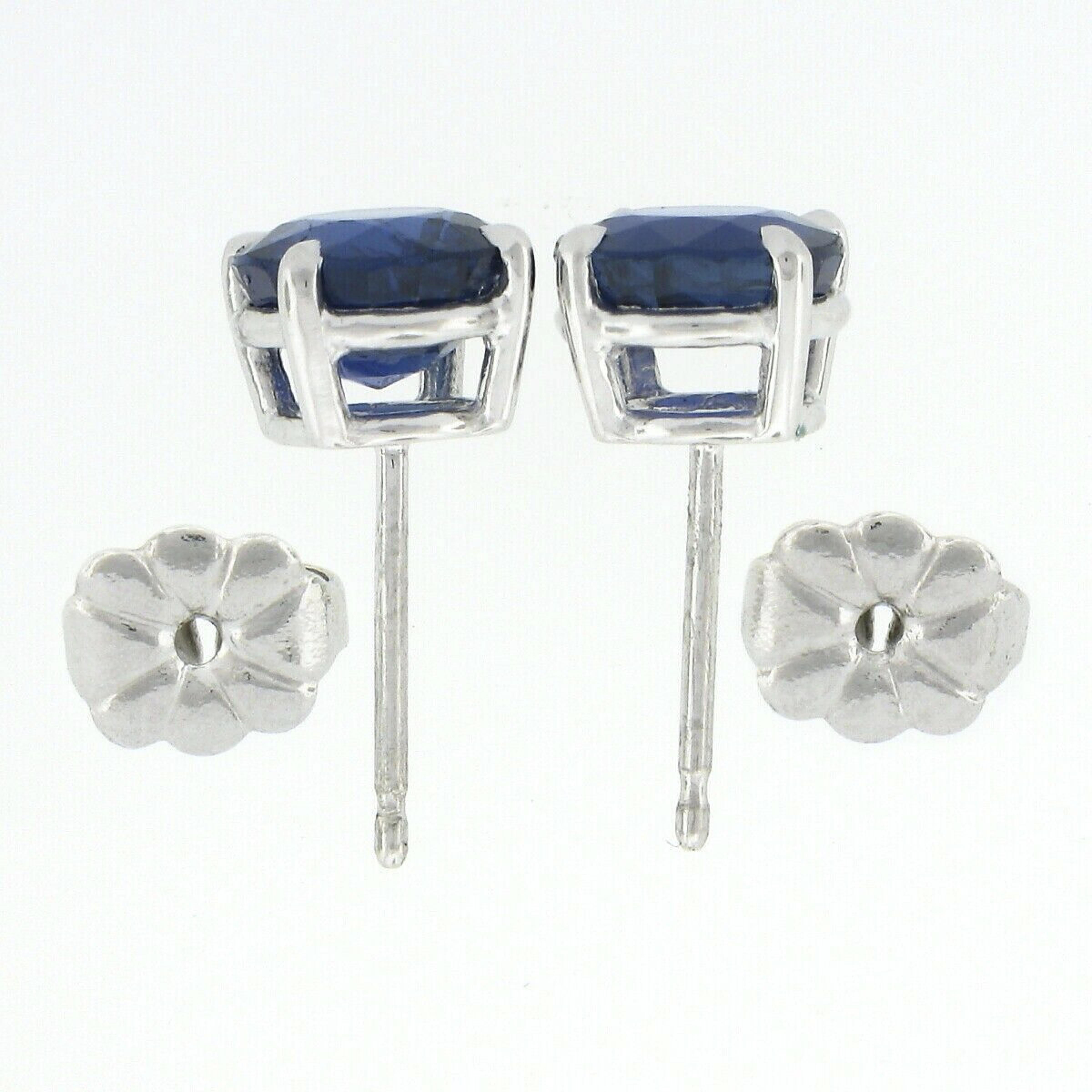 Women's Platinum 2.75ct GIA Burma No Heat Royal Blue Oval Sapphire Prong Stud Earrings For Sale
