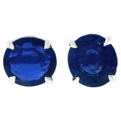 Platinum 2.75ct GIA Burma No Heat Royal Blue Oval Sapphire Prong Stud Earrings