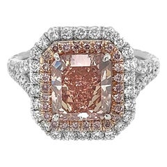 Platinum 2.76 Carat Fancy Intense Orangey Pink Diamond Ring