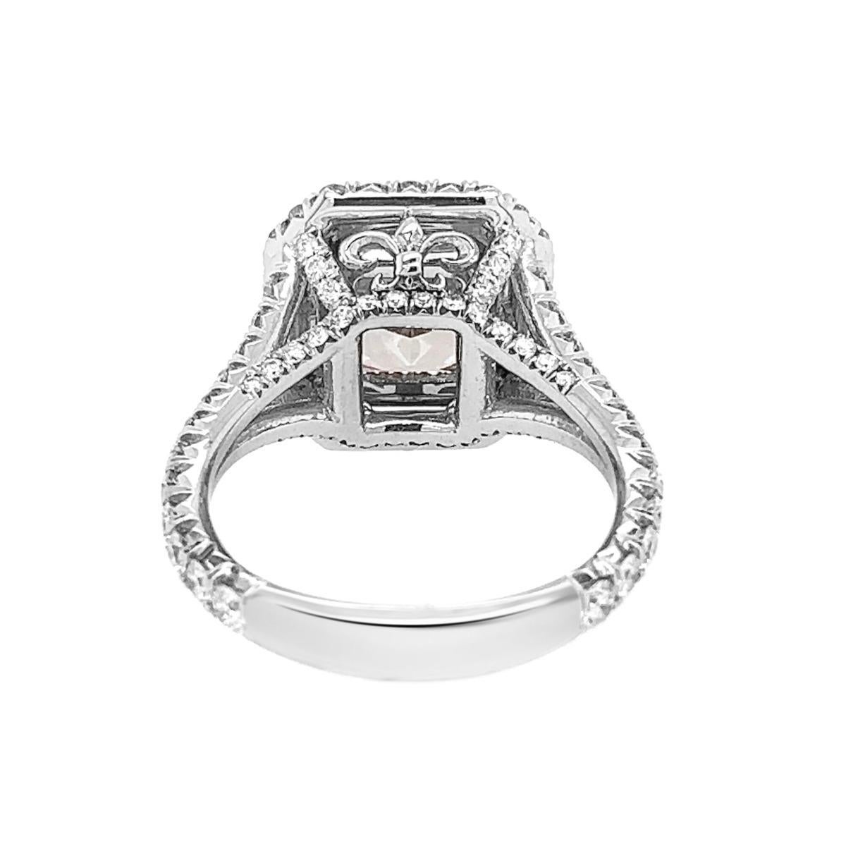 Women's Platinum 2.76 Carat Fancy Intense Orangey Pink Diamond Ring For Sale