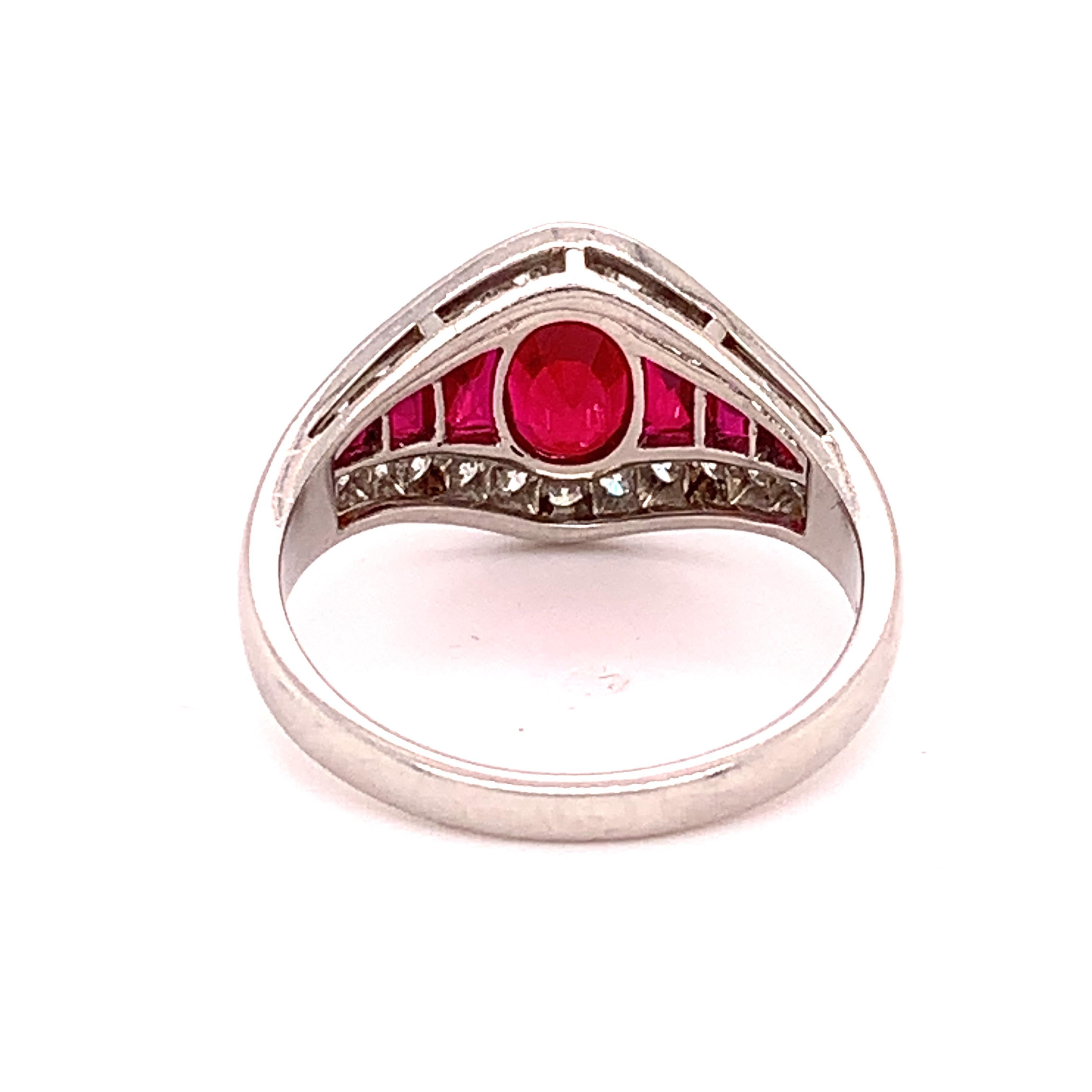 Oval Cut Platinum 2.79 Carat Finest Genuine Natural Ruby Ring '#J4865' For Sale