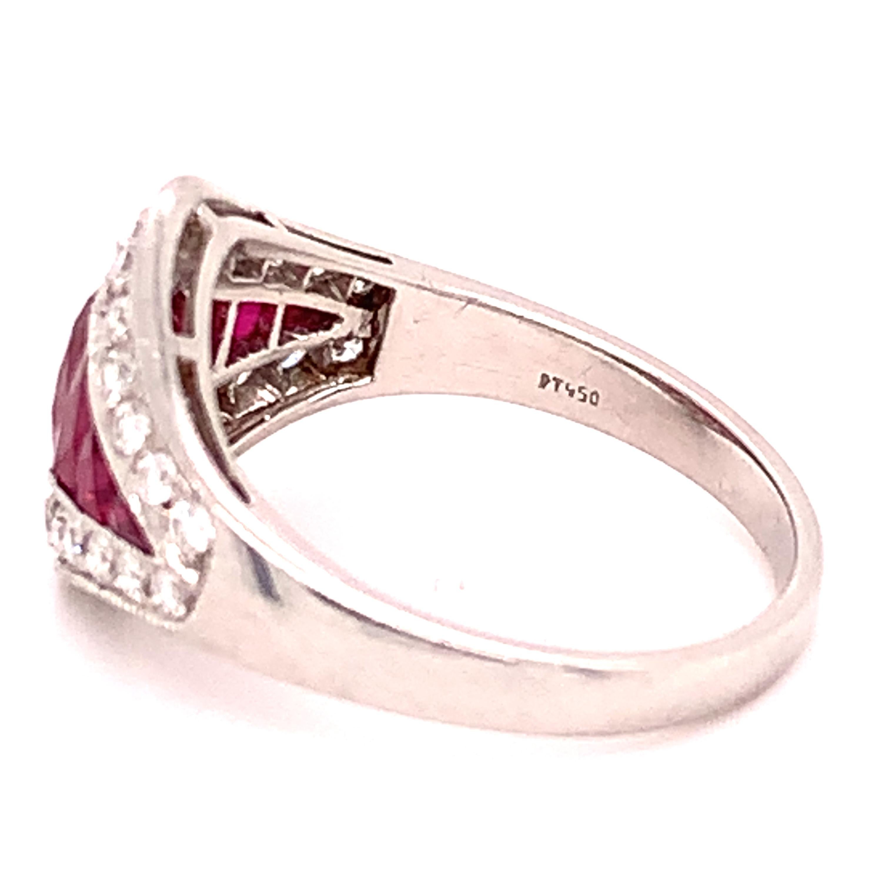 Platinum 2.79 Carat Finest Genuine Natural Ruby Ring '#J4865' In Excellent Condition For Sale In Big Bend, WI