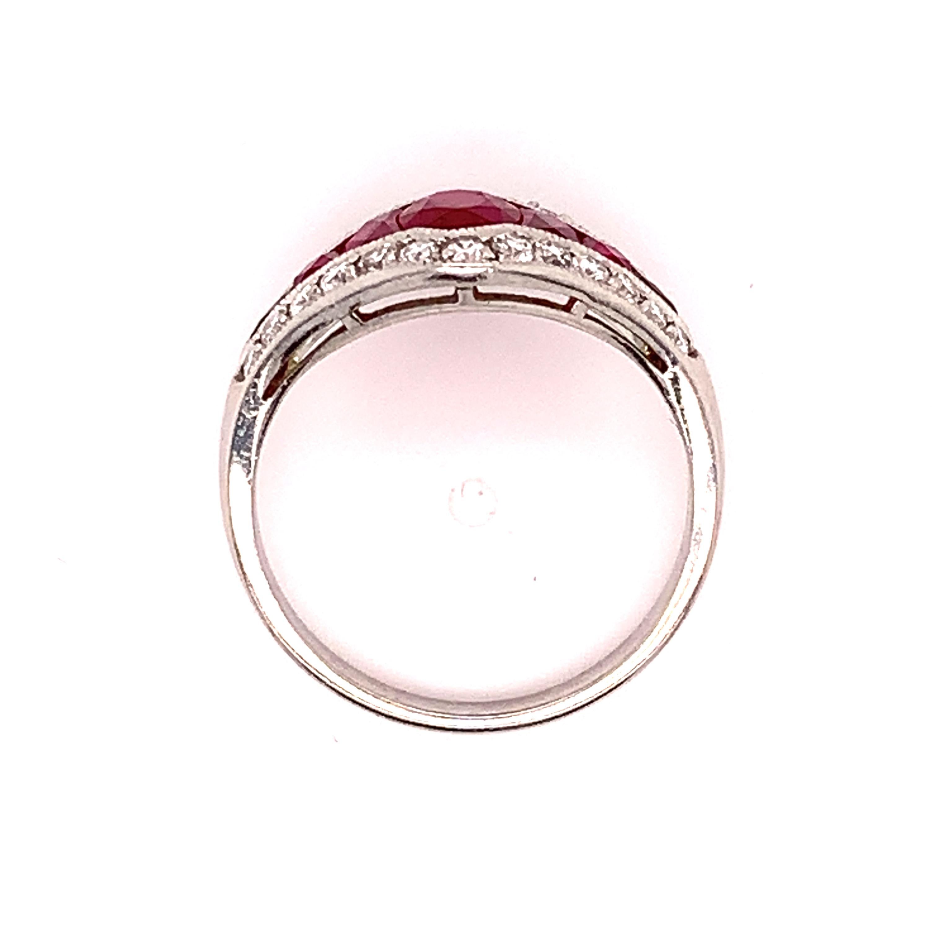 Bague en platine avec rubis naturel authentique de 2,79 carats '#J4865' Pour femmes en vente