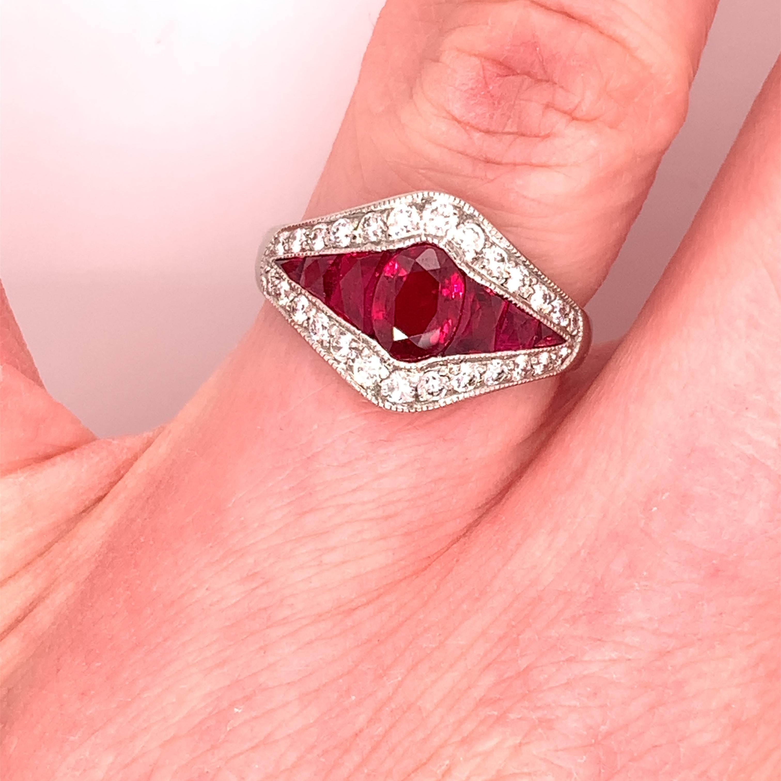 Platinum 2.79 Carat Finest Genuine Natural Ruby Ring '#J4865' For Sale 2