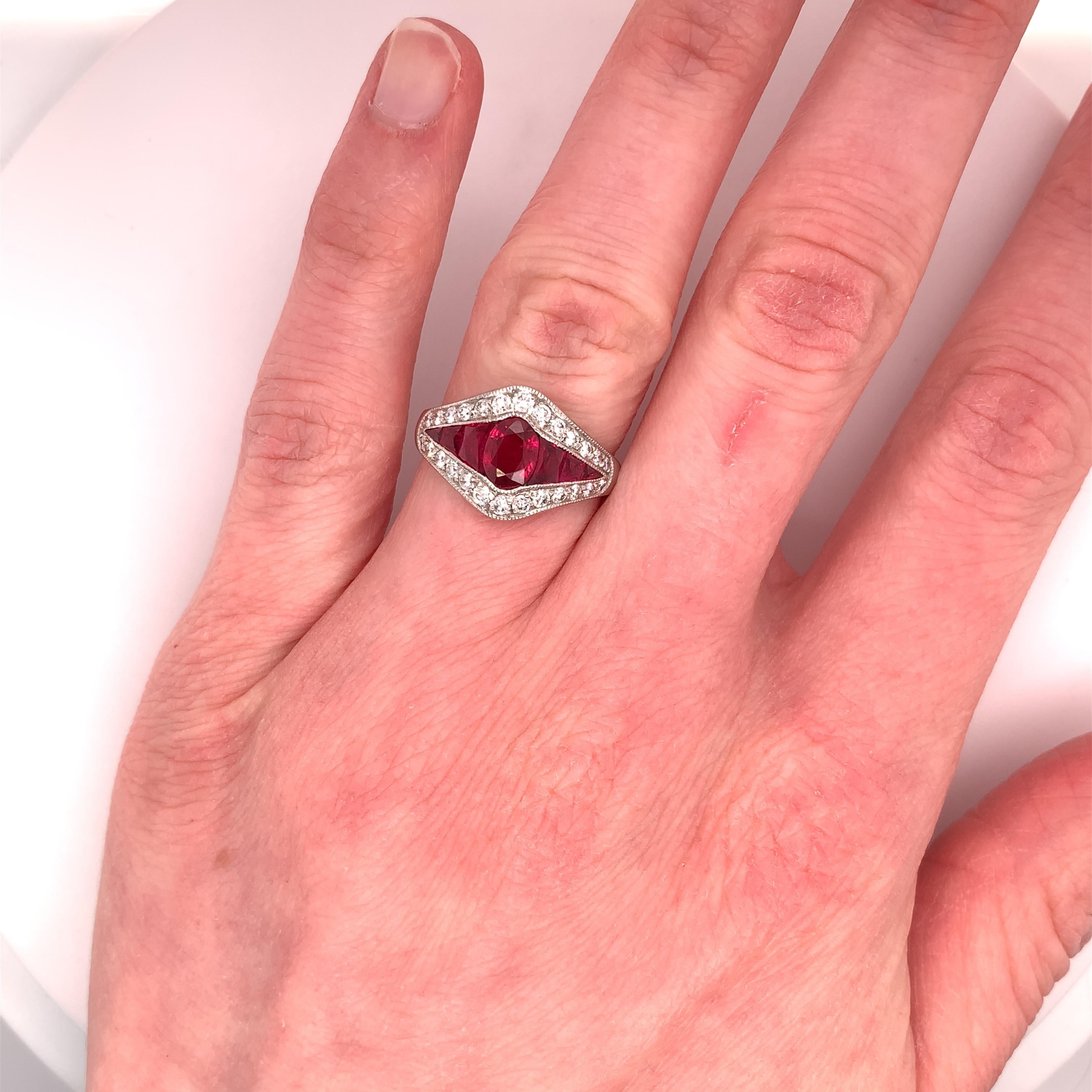Platinum 2.79 Carat Finest Genuine Natural Ruby Ring '#J4865' For Sale 3