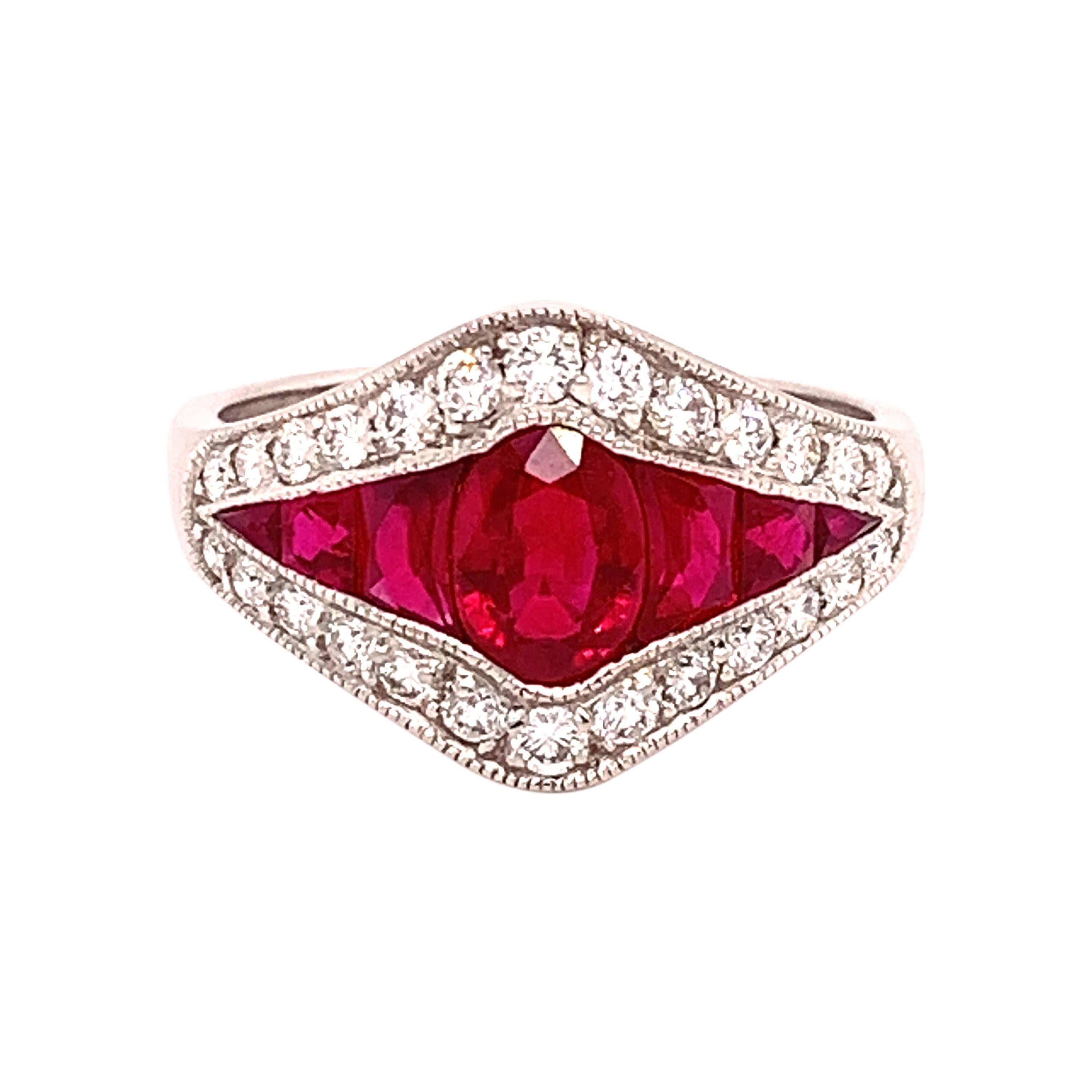 Bague en platine avec rubis naturel authentique de 2,79 carats '#J4865' en vente