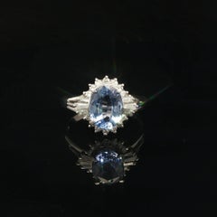 Platinum 2.7ctw GIA Oval Cornflower Blue Ceylon No Heat Sapphire Diamond Ring