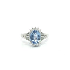 Platinum 2.7ctw GIA Oval Cornflower Blue Ceylon No Heat Sapphire Diamond Ring