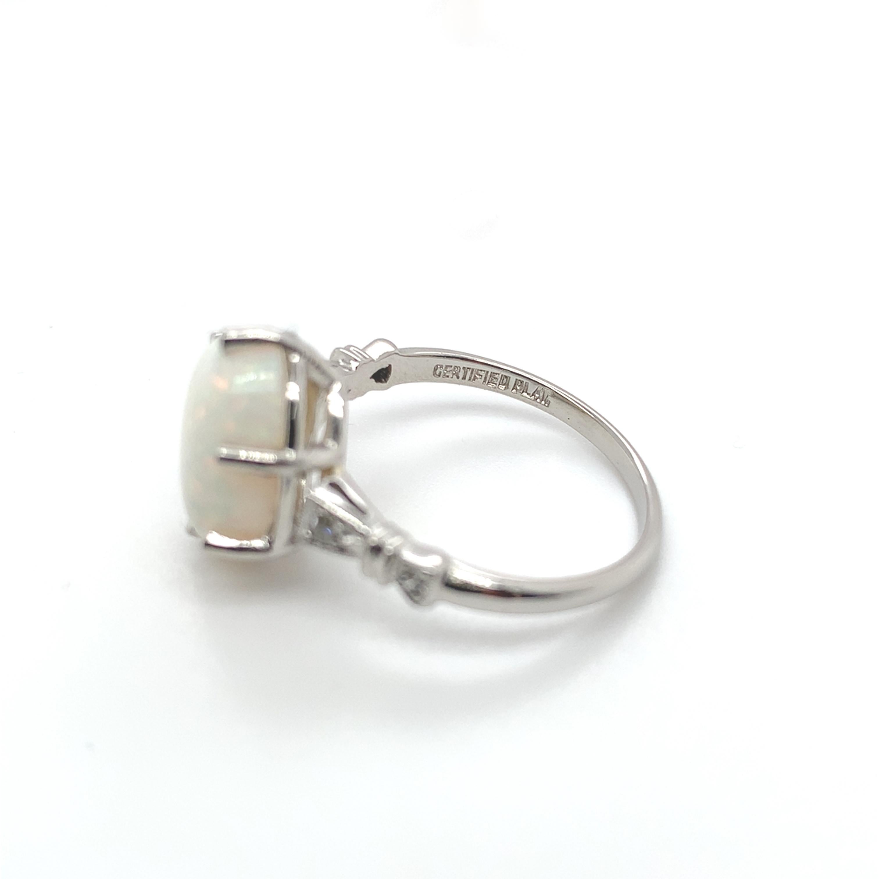 Platinum 2.80 carat Australian Opal Ring with pink-red fire! For Sale 5